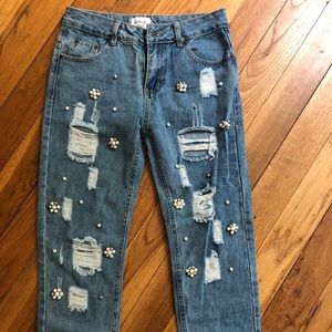 Midnight Muse distressed straight-leg jeans